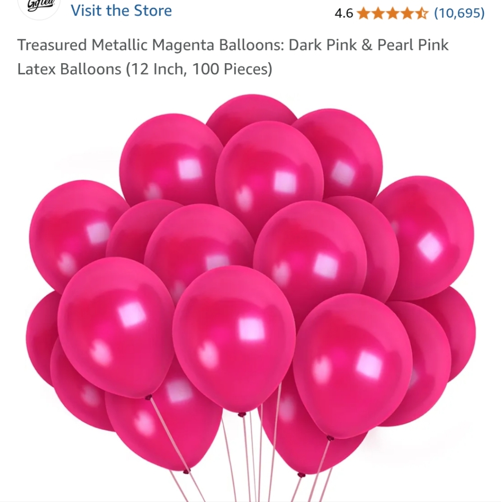 NEW Metallic Magenta Balloons: Dark Pink & Pearl Pink Latex Balloons 12 Inch 100